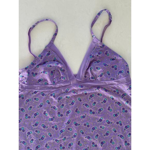 Y2K Victorias Secret Slip Dress Size M Purple Ditzy Floral Babydoll Fairy - Picture 3 of 12